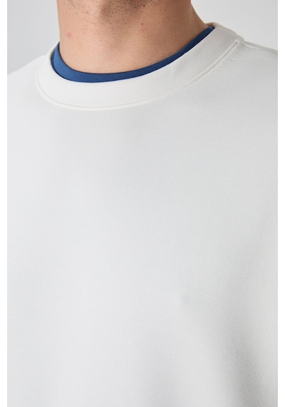 Tommy Life Ekru Basic O Yaka Rahat Form Erkek Sweatshirt - 88053 Ekru