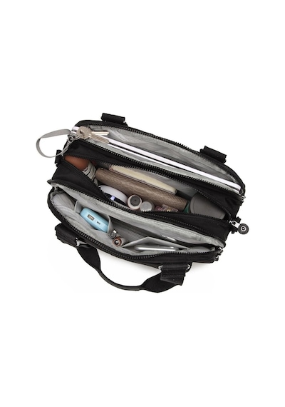 Smart Bags Orta Boy Çok Cepli Su Geçirmez Hafif Krınkıl Kumaş Kadın Omuz Çantası Lacivert