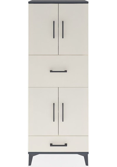 Arges Dolap 4 Raflı 2 Çekmeceli 4 Kapaklı 60x30x163 Antrasit-... Antrasit