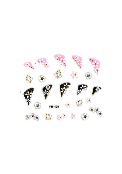 Limmy Tırnak Süsleme Sticker Nail Art Ym-129 - 6x5 Cm - Üçgen Kalpli Çiçek