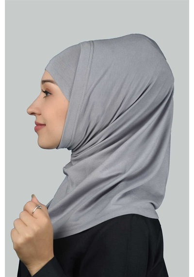 Altobeh İkili Set Pratik Eşarp Hazır Türban ve Hijab Tesettür Bonesi - Gri