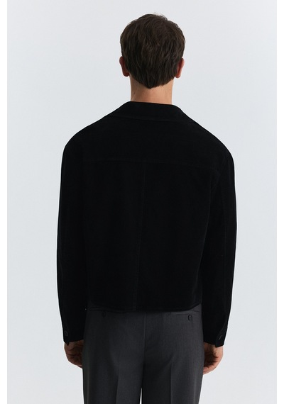 Antioch Crop Fit Suni Süet Ceket Siyah