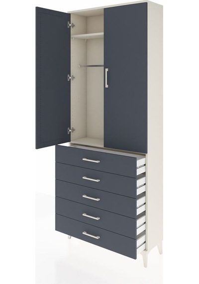 Arges Dolap 2 Raflı 5 Çekmeceli Tek Askılı 88x30x221 Aytaşı-a... Aytaşı
