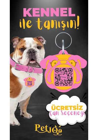 Petjoo 16.Kennel Sarı-Pembe Qr'lı Köpek Künyesi
