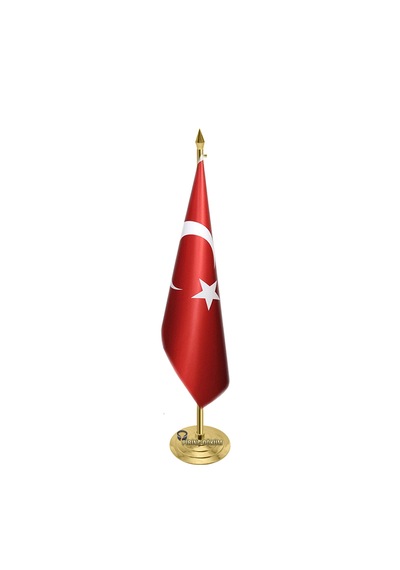 Sarı Gold Makam Bayrak Direği Sivri Alemli