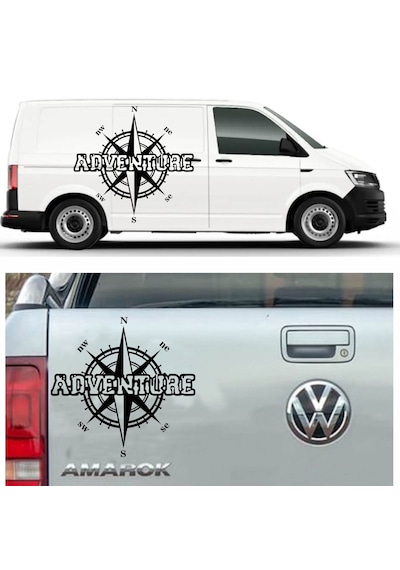 Pusula Ve Adventure Sticker - Araba Oto Karavan Motosiklet Cam Sticker - 00052 30x29 Cm
