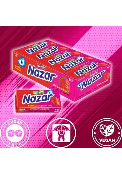 Şekersiz Çilek Aromalı Sakız Damlaları 5 X 20 Adet