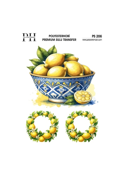 Polyesterhobi Premium Sulu Transfer 25x35 Cm Limon Desenli Ps 206