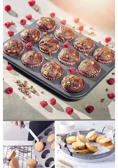 12'li Yanmaz Yapışmaz Muffin & Cupcake Kalıbı Goldcakes