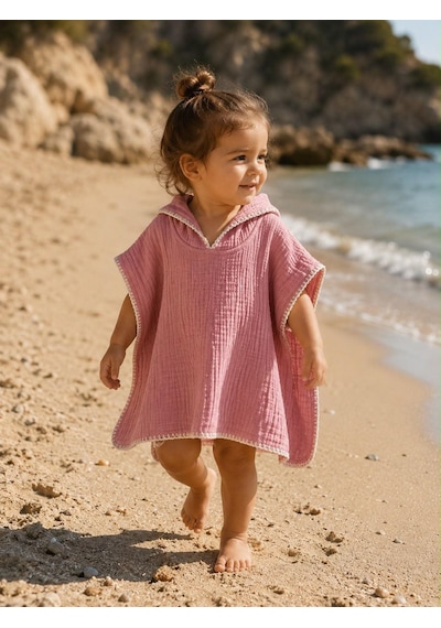 4 Kat Çoban Dikişli Müslin Bebek / Çocuk Pançosu - Pembe 1 - 2 Yaş