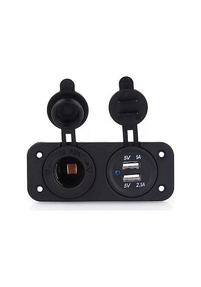 Çift Usb Araç Şarj Soketi ve Çakmaklık 2.1A/1A - 12 V