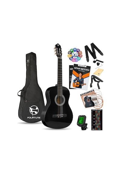 Fourtune Luca C-180BK Siyah Klasik Gitar Seti 4/4 Sap Ayarlı