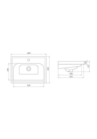 Turkuaz Seramik Cerastyle Frame 60 x 45 CM Etajer Uyumlu Damlalıklı Lavabo