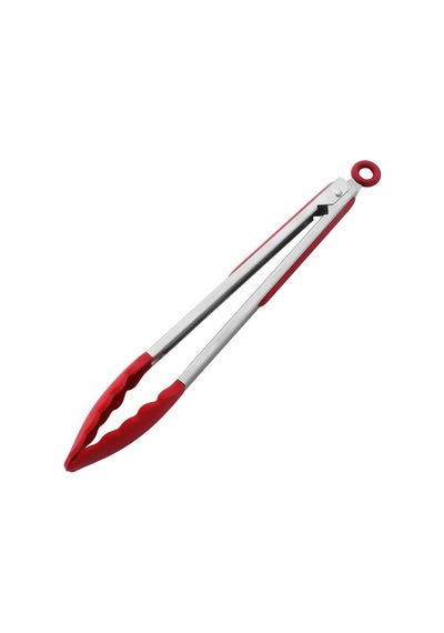 Çelik Silikon Maşa 33 Cm Kırmızı Mutfak Biftek Barbekü Salata Ekmek Maşası Mt145
