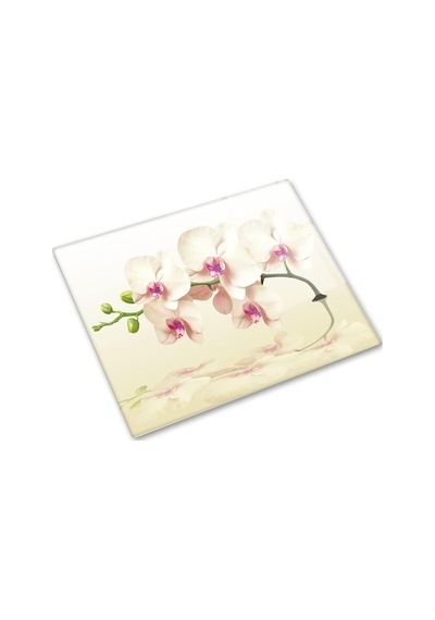 Decorıta Krem Orkide Desen/ Cam Kesme Tahtası 29cm X 34cm Diğer