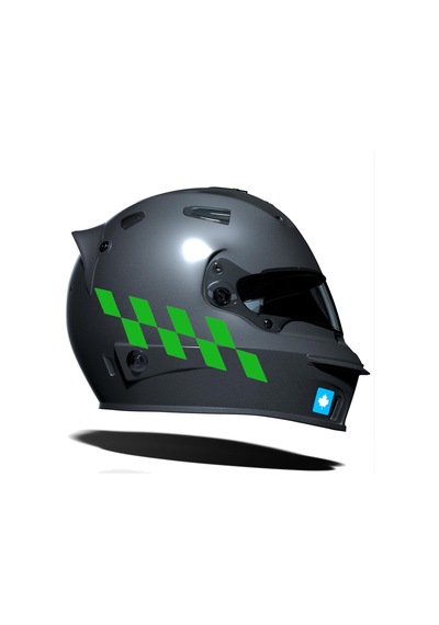 Orman Yeşili Damalı Kask Motosiklet Sticker Takımı Çınar Extreme