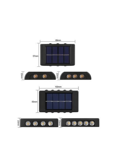 2 Adet Dekoratif Duvara Monteli Gün Işığı Solar Enerji Aplik Led 6 Ledli 3 Üstte 3 Altta Led Mevcut