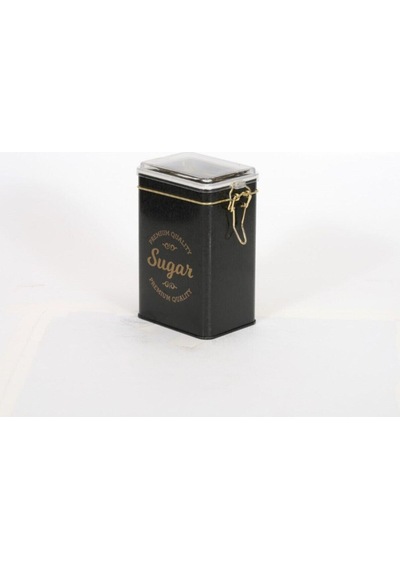 Sn Sugar Black Desenli Kilitli Kapaklı Dikdörtgen Metal Saklama Kabı, 7.5 X 10 X 15 Cm, 1 Lt