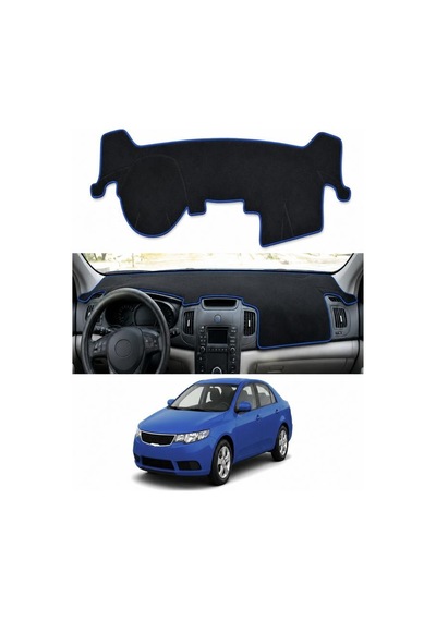 Kia - Cerato 2008-2012 Uyumlu Torpido Koruma Kılıfı - Mavi Şeritli
