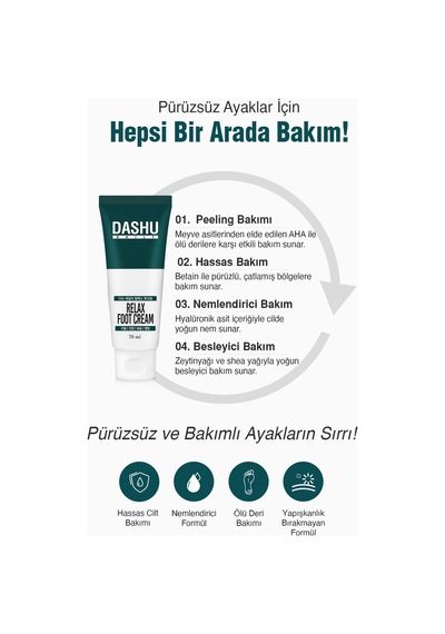 Dashu Daily Relax Foot Peeling Etkili Nemlendirici Ayak Kremi 75 ML