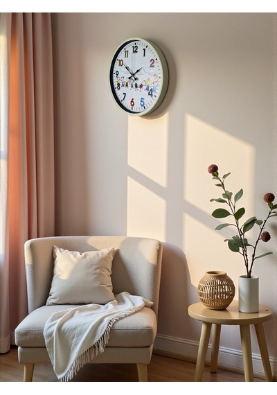 36 Cm Krem Çocuk Odası Duvar Saati Diğer