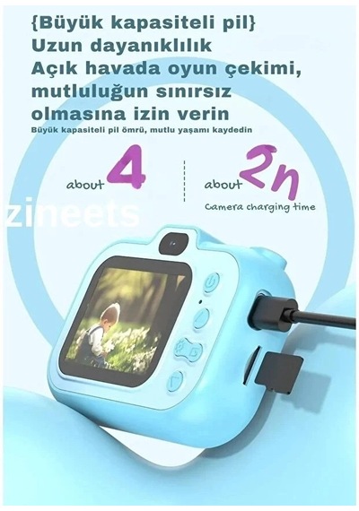 Dijital Fotoğraf Makinesi Çocuk Mini 1080p Hd Kamera Selfie Tripotlu Ön Arka Kamera