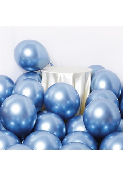 5 Ad Mavi Renkli Parlak Krom Metalik Aynalı Balon