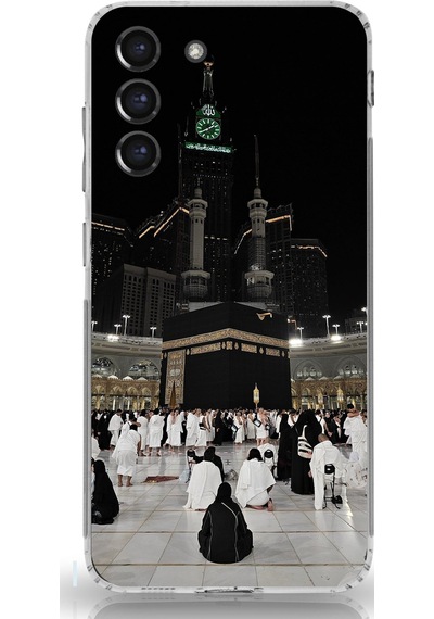Samsung Galaxy S21 Fe Uyumlu Kabe Umre Baskılı Silikon Kılıf Renkli