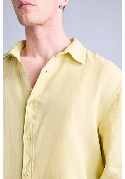 Defacto Premium Keten Relax Fit Gömlek G0856ax26smgn659 Yeşil-gn659