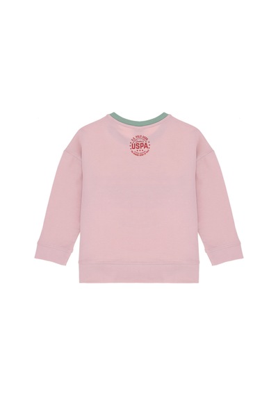 U.S. Polo Assn. Kız Çocuk Pembe Bisiklet Yaka Sweatshirt 50298163-VR041