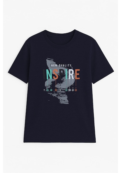 Erkek %100 Pamuk Bisiklet Yaka Yazı Baskılı T-shirt Çok Renkli