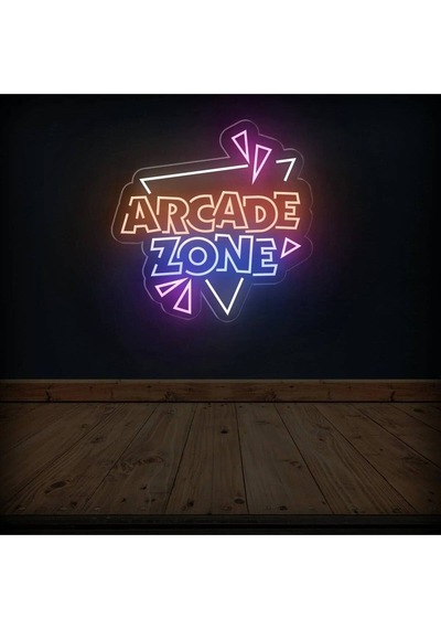 Arcade Zone Yazılı Ve Şekilli Neon Tabela Çok Renkli