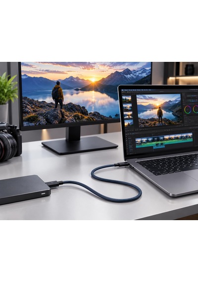 Thunderbolt Type-c To Type-c Kablo 80 Cm, Örgülü Usb-c Veri Ve Şarj Kablosu, Dizüstü Bilgisayar Tablet Telefon Monitör Dock İstasyonu İle Uyumlu Dayanıklı Kablo Zr949