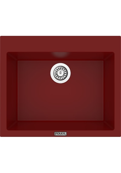 Polex Cristalüx Granit Evye P-X60 Bordo Tezgah Altı Ve Tezgah Üstü Kare Mutfak Evyesi 60x50 CM