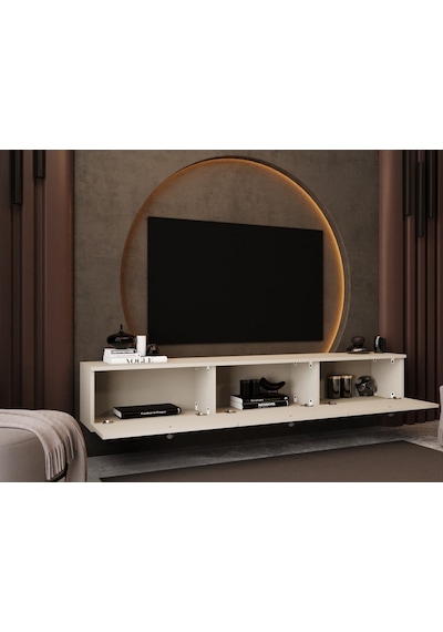 Melura Tv Ünitesi - Tv Sehpası 180 Cm Duvara Monte %100 Mdf Kumtaşı