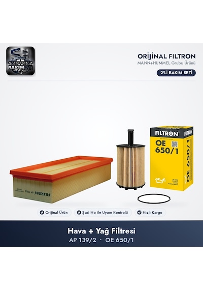 Filtron Filtre Bakım Seti Hava+yağ - Golf 5-6 / Passat B6-b7-cc / Octavia 2 1.9-2.0 Tdı