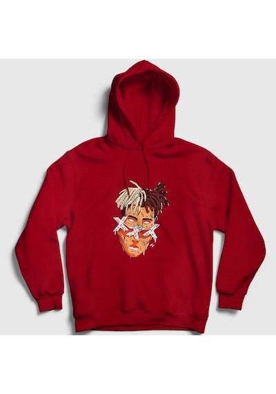 Presmono Unisex Melting Xxxtentacion Kapüşonlu Sweatshirt Kırmızı