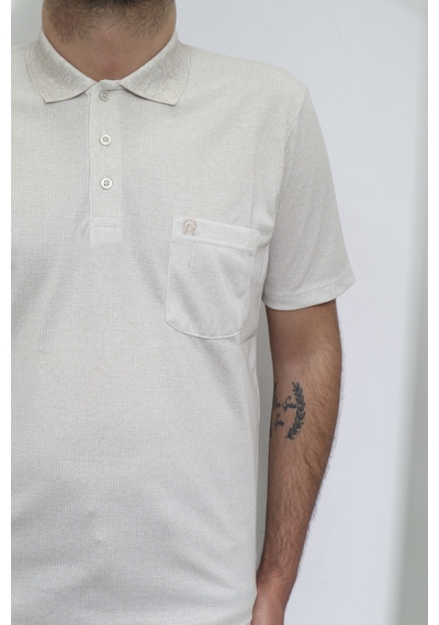 Santa Dmctekstil Erkek Kendinden Desenli Klasik Rahat Kalıp Tek Cepli Polo Yakalı T-shirt Bej Santa Dmctekstil Erkek Kendinden Desenli Klasik Rahat Kalıp Tek Cepli Polo Yakalı T-shirt Bej