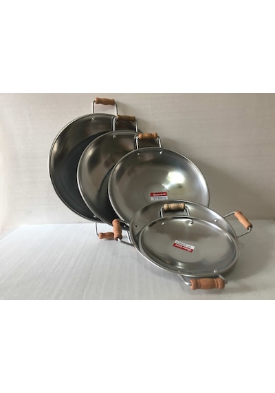 Kavurma Sacı - No:6 - 45 CM - Krom Çelik - Ahşap Kulplu