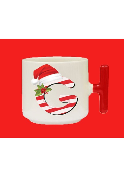 Yeni Yıla Özel G Harfli Isimli Basılı T Kulplu Latte Kupa