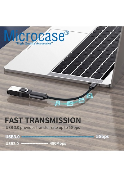 Microcase Type C Usb 3.0 Otg Adaptör - Siyah Al2599