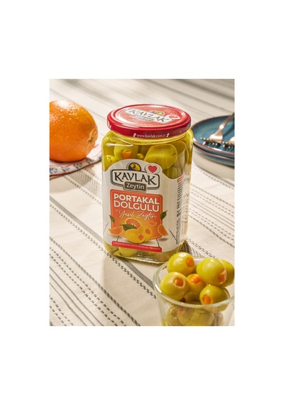 Portakal Dolgulu Yeşil Zeytin 450 Gr Cam Kavanoz