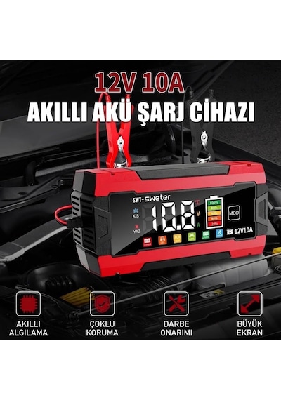 Tr Aoc11 12v 8a Dijital Ekranlı Akü Şarj Ve Onarım Cihazı - Lifepo4, Jel & Agm Akü Uyumlu Akıllı Desülfatör