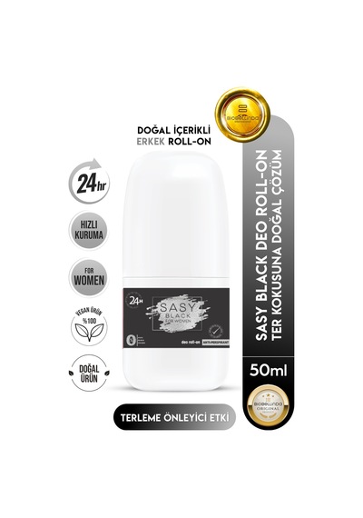Sasy Black Antiperspirant Deo Doğal Içerikli Kadın Roll On 50 Ml