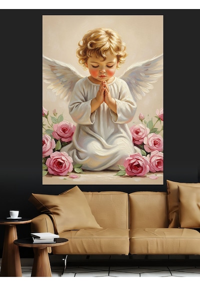Ahşap Tablo Dua Eden Melek Çocuk