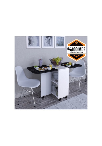 Açılır Katlanır Oval Mutfak Yemek Masası Mdf Siyah Açılır Katlanır Oval Mutfak Yemek Masası Mdf Siyah