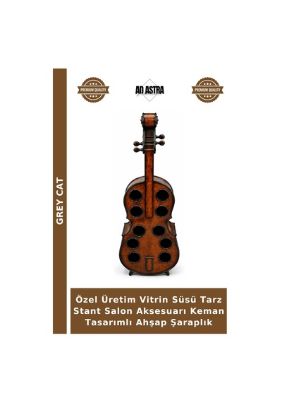 Özel Üretim Vitrin Süsü Tarz Stant Salon Aksesuarı Keman Tasarımlı Ahşap Şaraplık