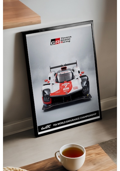 Toyota Gazoo Racing Siyah Ahşap Çerçeveli Poster, Dekoratif Araba Duvar Tablosu