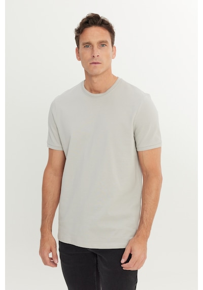 AC&Co / Altınyıldız Classics Erkek Grı %100 Pamuk Slim Fit Dar Kesim Bisiklet Yaka Tişört Gri