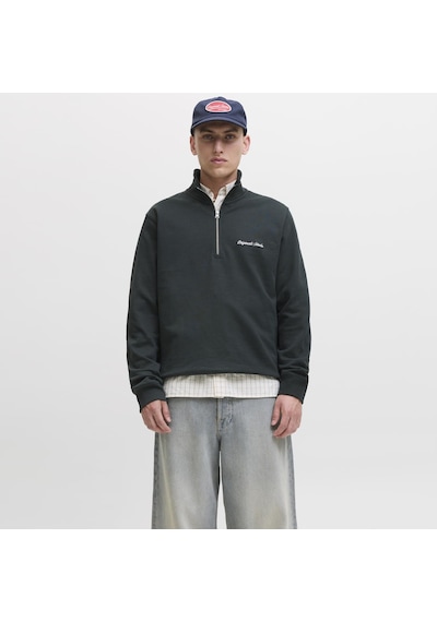 Jack & Jones Erkek Yarim Fermuarli Dik Yaka Sweatshirt - Norrebro - 12282899 Forest River